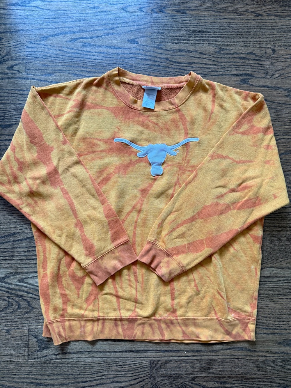 Elwood Vintage Orange Tie-Dye Longhorn Crewneck Sweatshirt